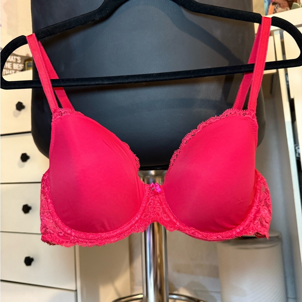 Lace Trim Red Dream Angels Lined Demi Bra